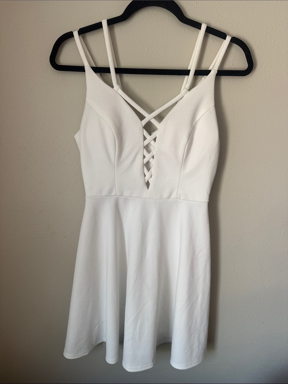 Speechless White Crisscross Strappy Skater Dress